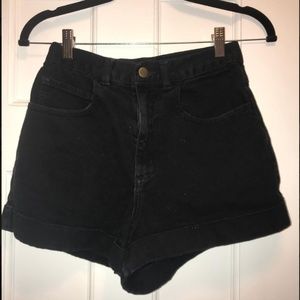 American Apparel High Waisted Black Jean Shorts